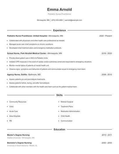 Resume example 1