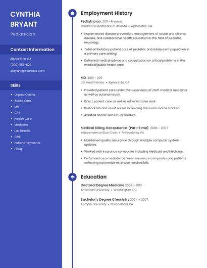 Pediatrician Resume