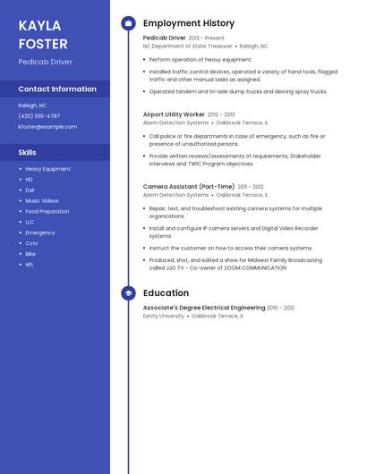 Pedicab Driver Resume