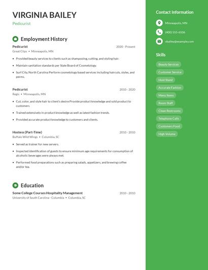 Pedicurist Resume