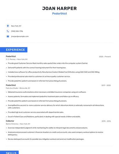 Pedorthist Resume