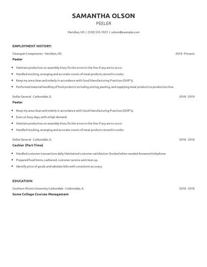 Peeler Resume