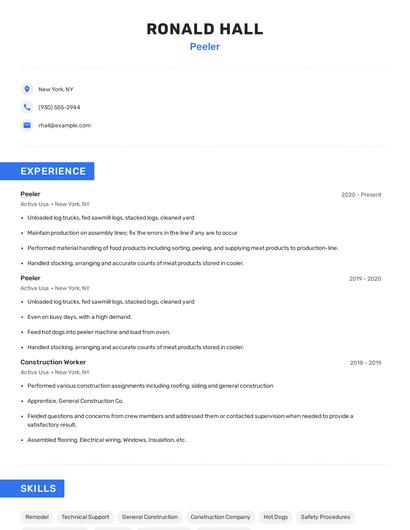 Peeler Resume