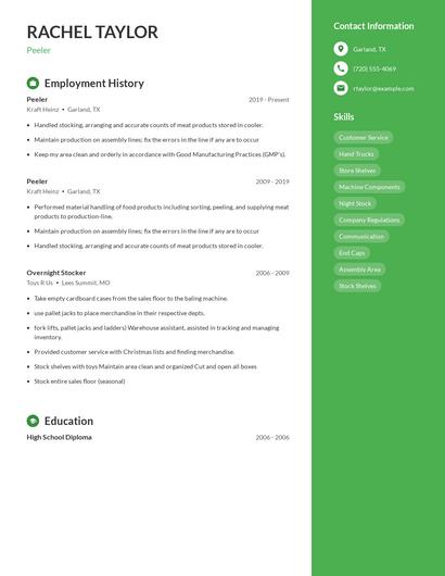 Peeler Resume