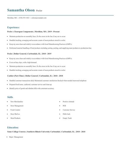 Peeler Resume