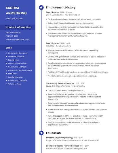 Peer Educator Resume