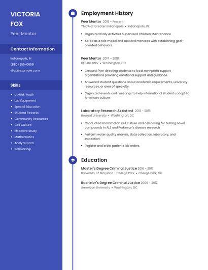 Peer Mentor Resume