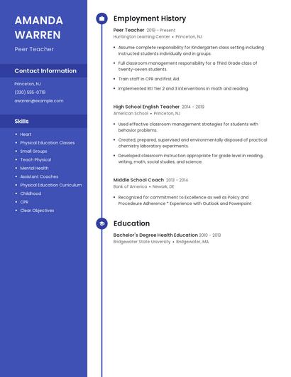 Peer Teacher Resume
