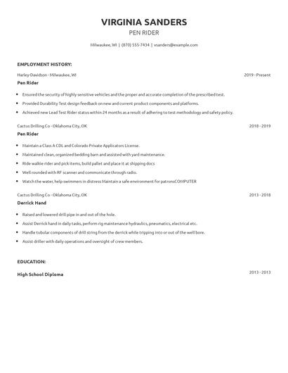 Pen Rider Resume
