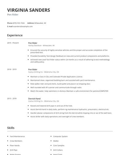 Pen Rider Resume