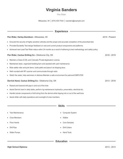 Pen Rider Resume