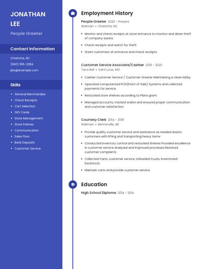 People Greeter Resume
