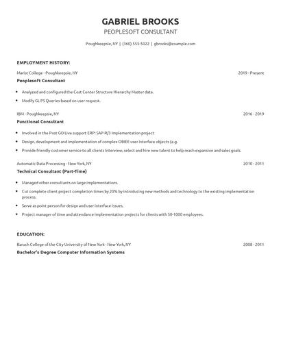 Peoplesoft Consultant Resume