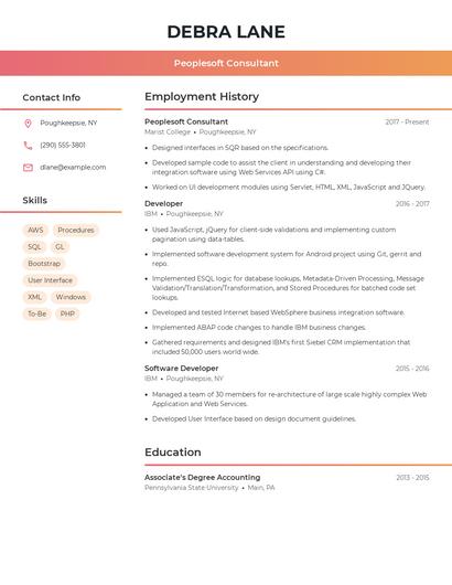 Peoplesoft Consultant Resume