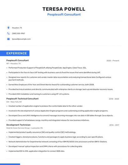 Peoplesoft Consultant Resume