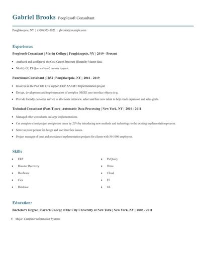 Peoplesoft Consultant Resume