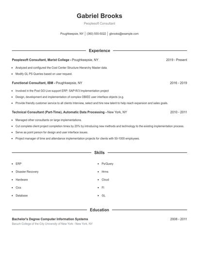 Peoplesoft Consultant Resume