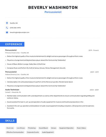 Percussionist Resume