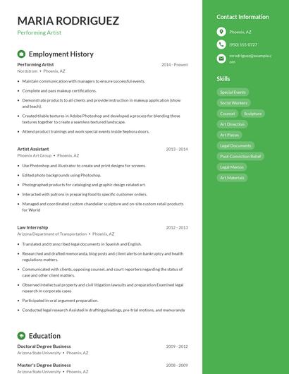 Performing Artist Resume