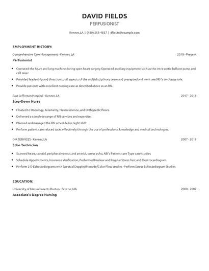 Perfusionist Resume