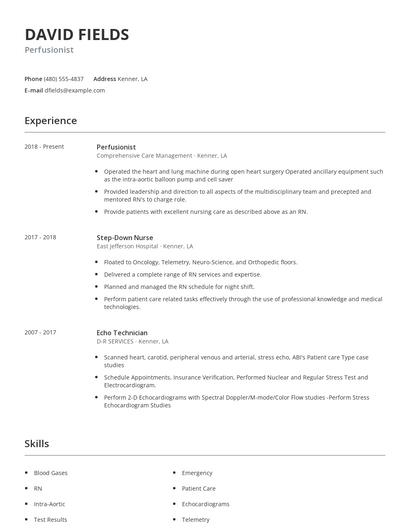 Perfusionist Resume