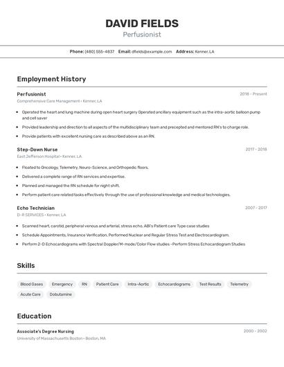 Perfusionist Resume