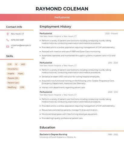 Perfusionist Resume