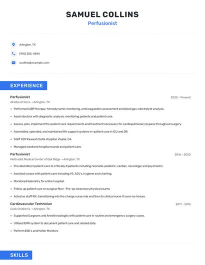 Perfusionist Resume