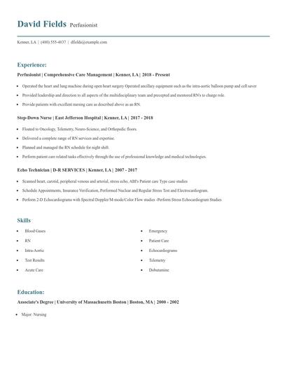 Perfusionist Resume
