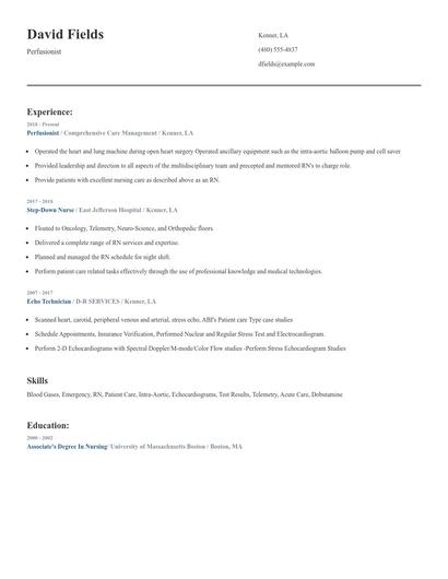 Perfusionist Resume