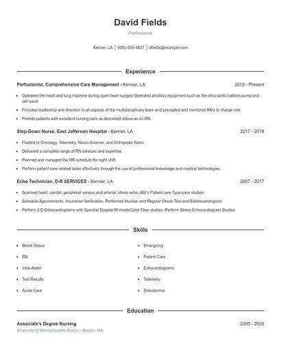 Perfusionist Resume