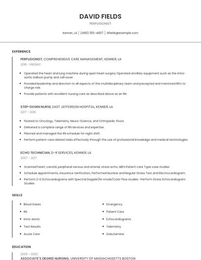 Perfusionist Resume