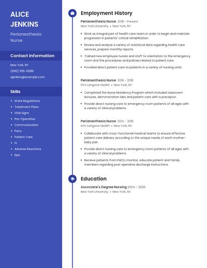 Perianesthesia Nurse Resume