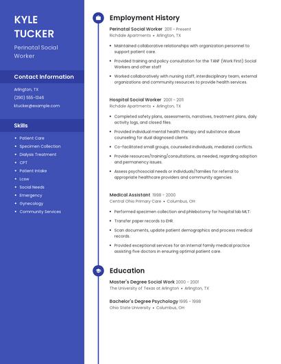 Perinatal Social Worker Resume