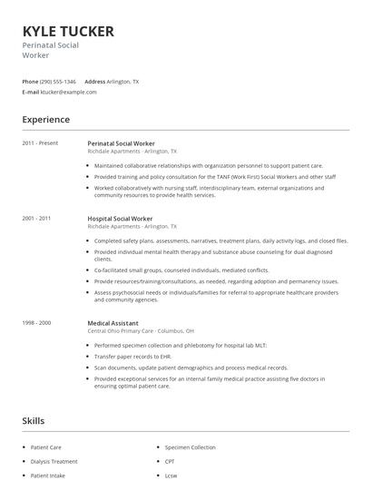 Perinatal Social Worker Resume