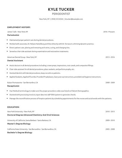 Periodontist Resume