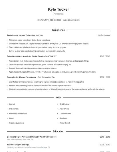 Periodontist Resume