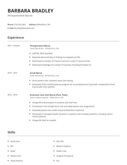 Perioperative Nurse Resume