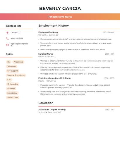Perioperative Nurse Resume
