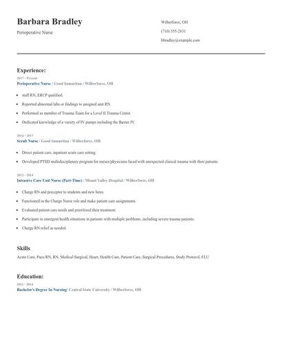 Perioperative Nurse Resume