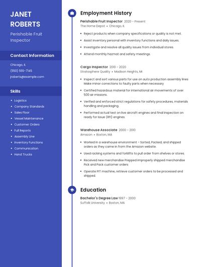 Perishable Fruit Inspector Resume