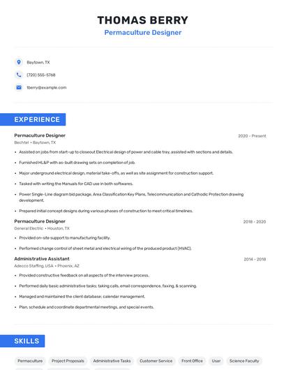 Permaculture Designer Resume