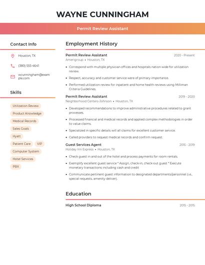 Permit Review Assistant Resume