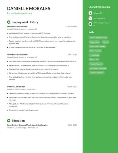 Permit Review Assistant Resume