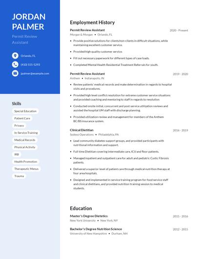 Permit Review Assistant Resume