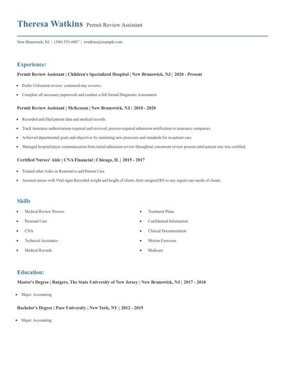 Permit Review Assistant Resume