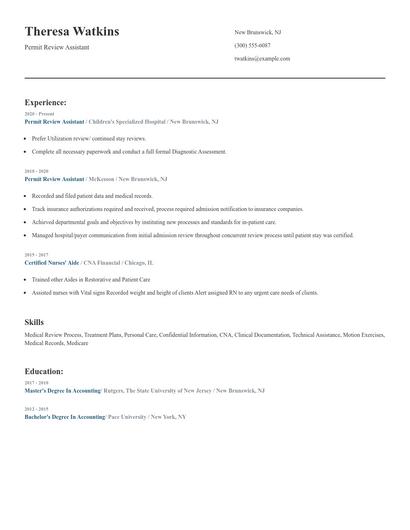 Permit Review Assistant Resume