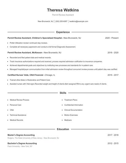 Permit Review Assistant Resume