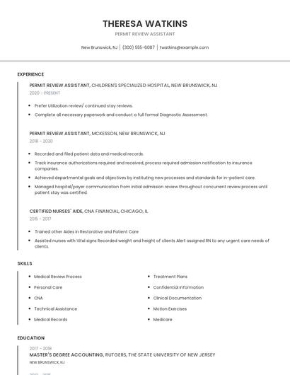 Permit Review Assistant Resume