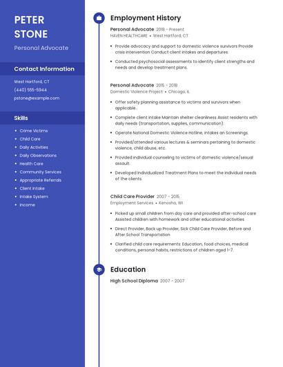 Personal Advocate Resume